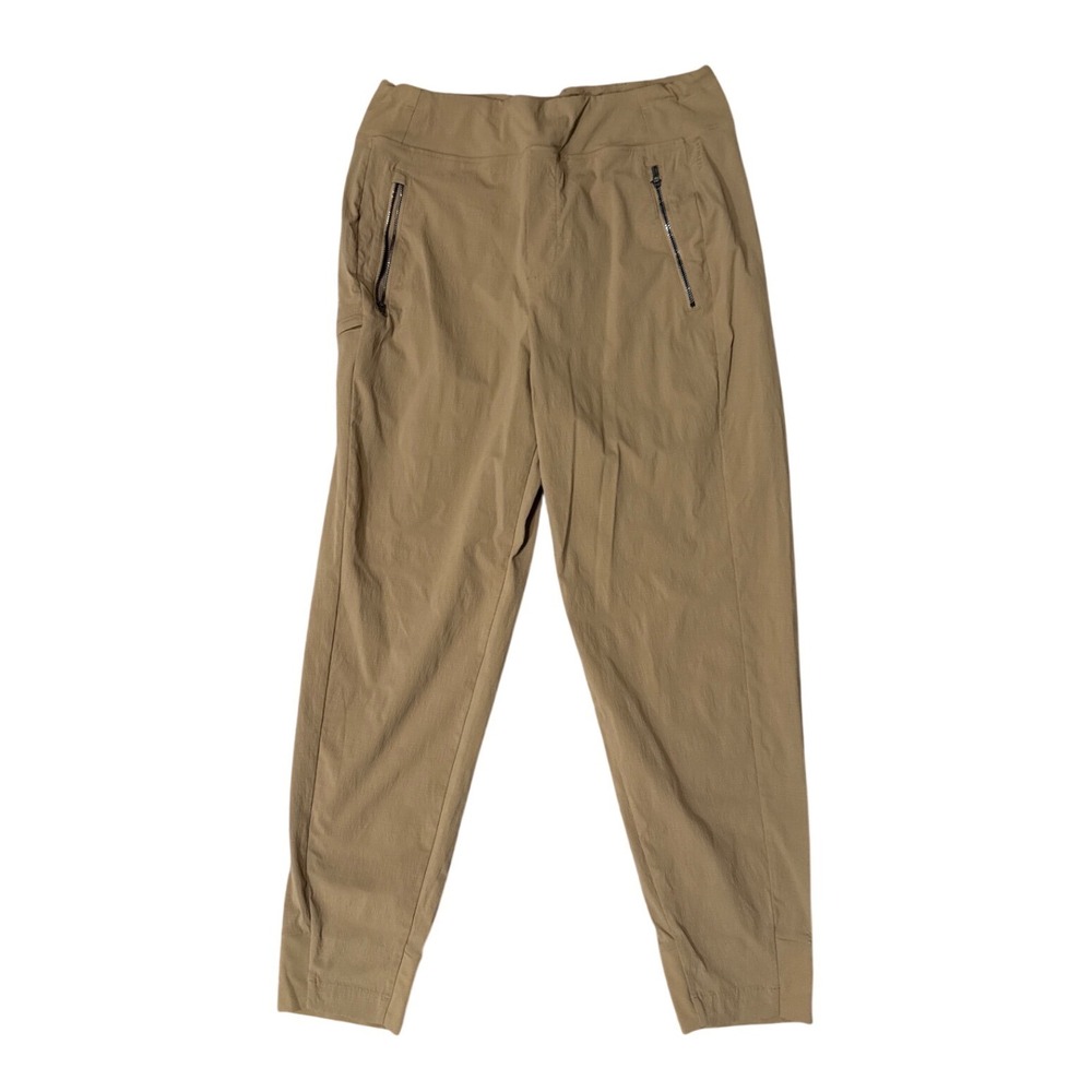 Athleta Headlands Hybrid Trek Jogger Pants Tan Khaki Hiking Women 10 High Rise